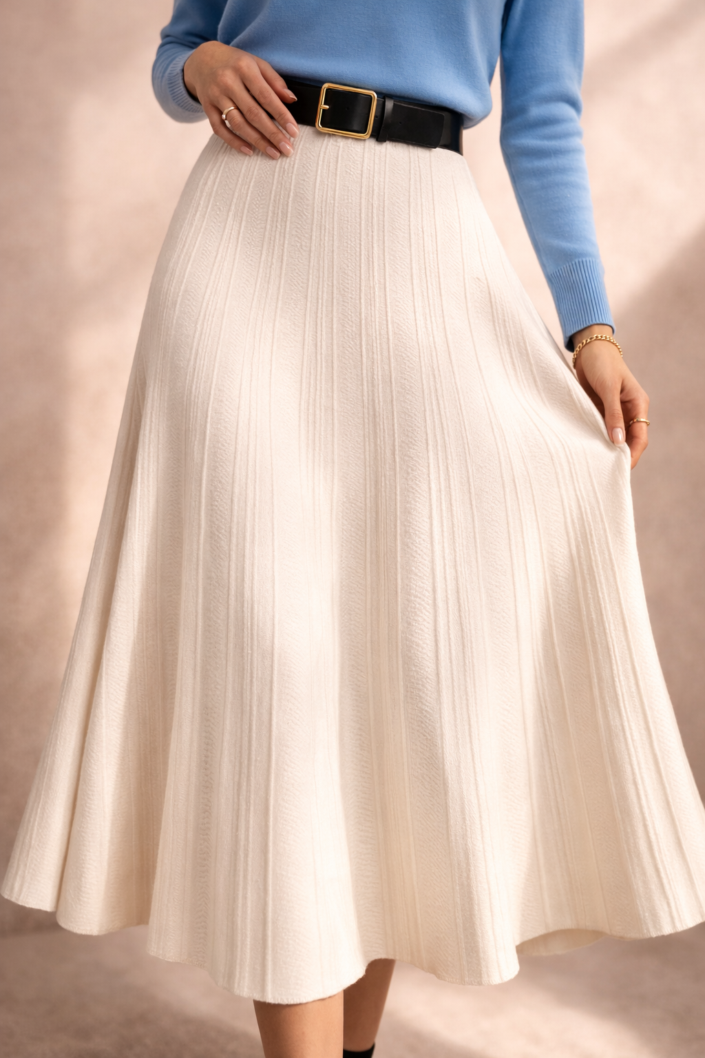 Signature Pleated Knit Skirt