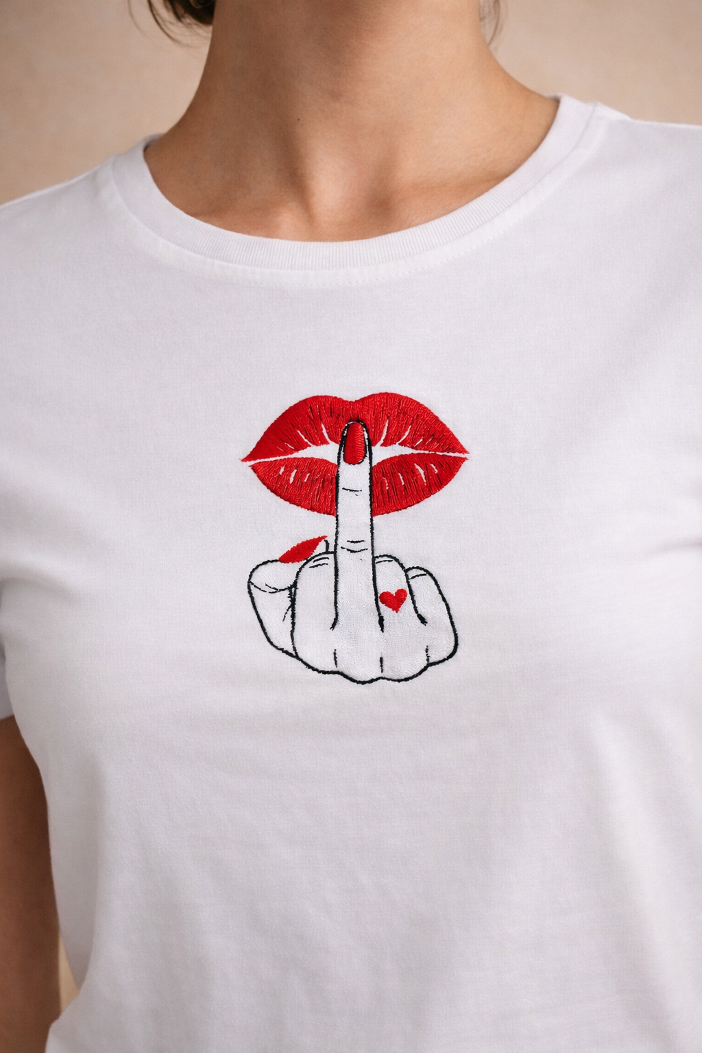 Lips Embroidery T-Shirt