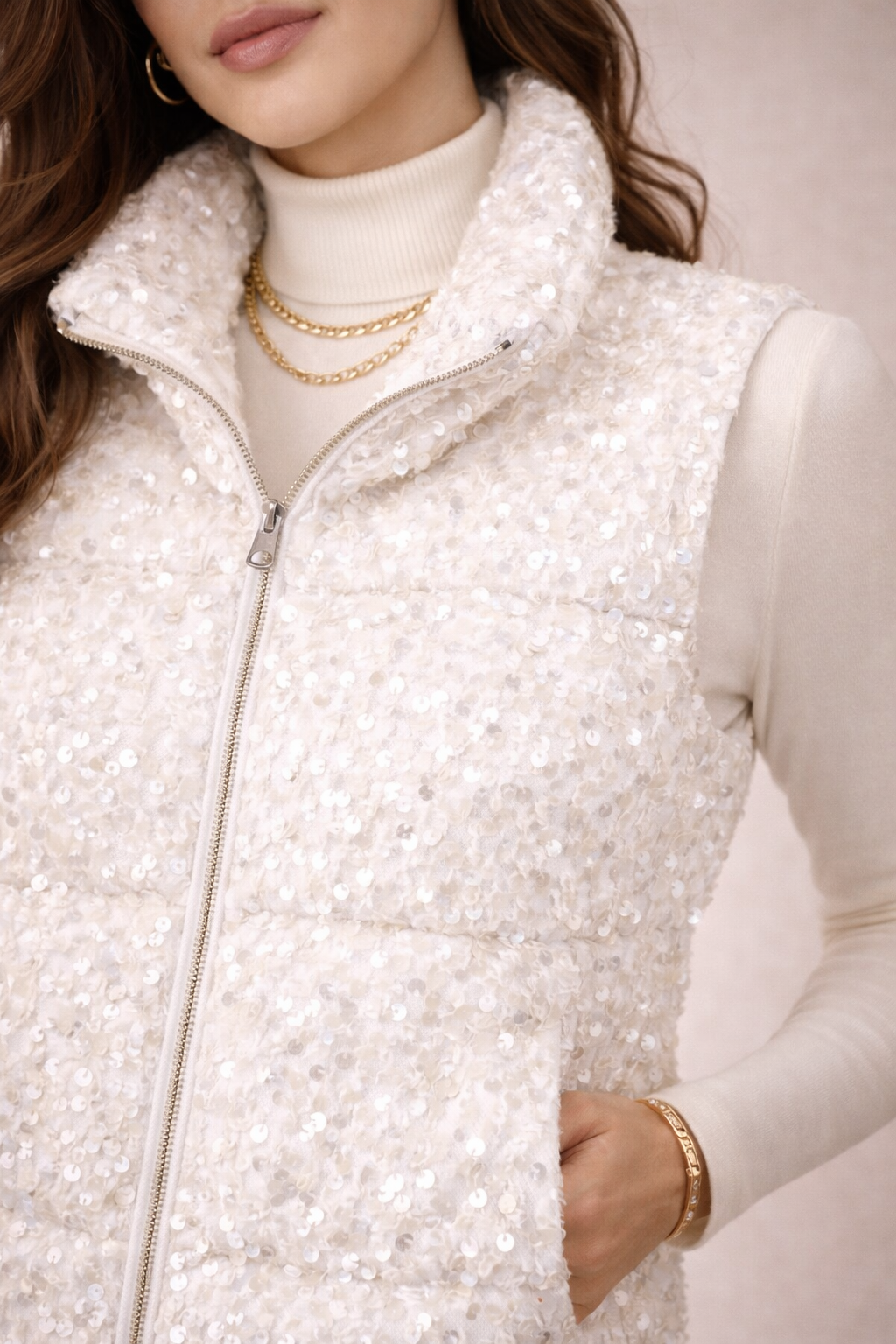 Ivory Sequin Vest